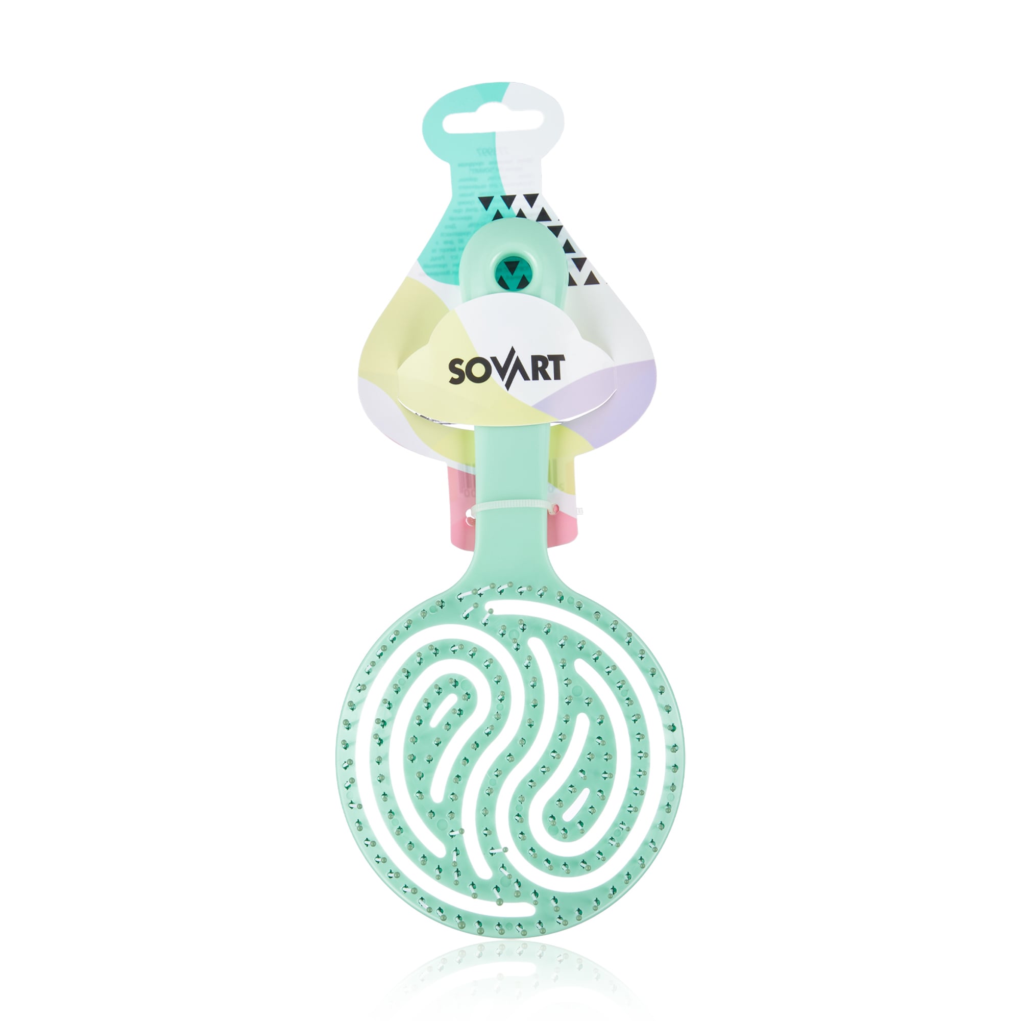 Масажна щітка для волосся Sovart продувна, кругла, зелена, 1 шт